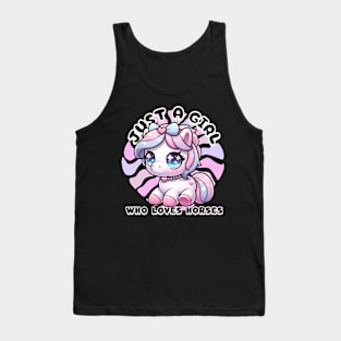 Just A Girl Who Loves Horses - Adorable Cartoon Pony T-Shirt Tank Top